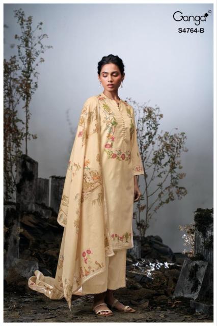 Ganga mavika 4764 lawn cotton dress material wholesale india